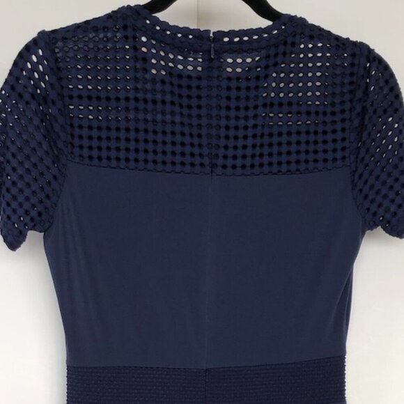 MICHAEL Michael Kors Lace Mesh Fit & Flare Dress Navy Short Sleeves Mini Dress S - Picture 12 of 16